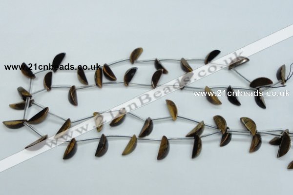 CTE124 6*17mm top-drilled moon yellow tiger eye beads wholesale