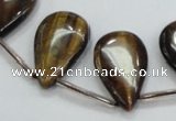 CTE125 16*26mm top-drilled flat teardrop yellow tiger eye beads wholesale