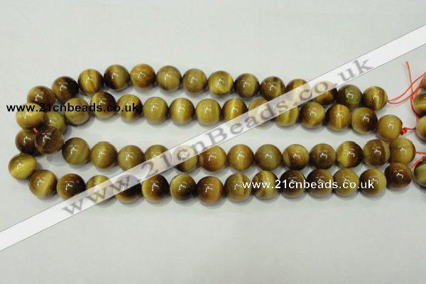 CTE131 15.5 inches 14mm round yellow tiger eye gemstone beads