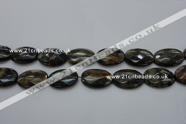 CTE1375 15.5 inches 25*35mm faceted oval yellow & blue tiger eye beads