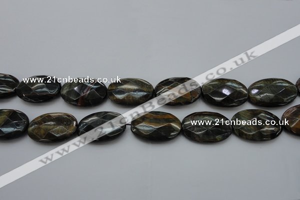 CTE1376 15.5 inches 30*40mm faceted oval yellow & blue tiger eye beads