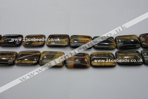 CTE1380 15.5 inches 15*20mm rectangle yellow & blue tiger eye beads