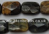 CTE1388 15.5 inches 15*20mm faceted rectangle yellow & blue tiger eye beads