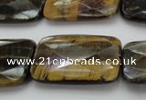 CTE1391 15.5 inches 25*35mm faceted rectangle yellow & blue tiger eye beads