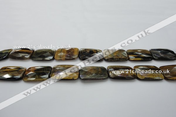CTE1391 15.5 inches 25*35mm faceted rectangle yellow & blue tiger eye beads