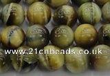 CTE1441 15.5 inches 6mm round golden & blue tiger eye beads