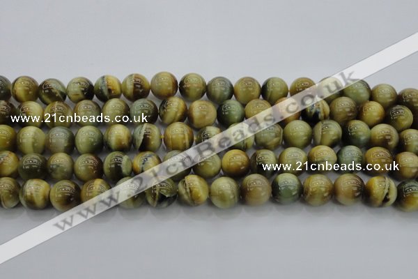 CTE1441 15.5 inches 6mm round golden & blue tiger eye beads