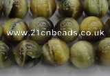 CTE1442 15.5 inches 8mm round golden & blue tiger eye beads