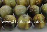 CTE1446 15.5 inches 16mm round golden & blue tiger eye beads