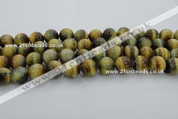 CTE1447 15.5 inches 18mm round golden & blue tiger eye beads