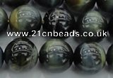 CTE1452 15.5 inches 8mm round golden & blue tiger eye beads