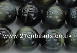 CTE1453 15.5 inches 10mm round golden & blue tiger eye beads