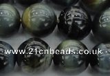 CTE1454 15.5 inches 12mm round golden & blue tiger eye beads