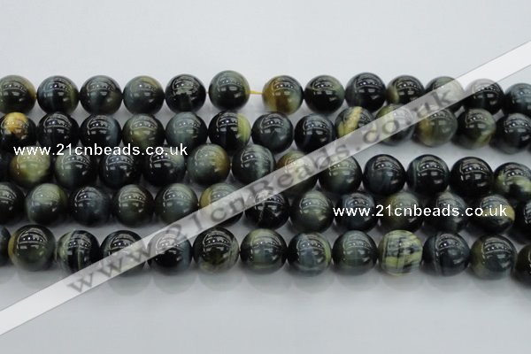 CTE1454 15.5 inches 12mm round golden & blue tiger eye beads