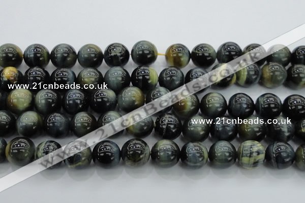 CTE1455 15.5 inches 14mm round golden & blue tiger eye beads