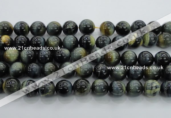 CTE1457 15.5 inches 18mm round golden & blue tiger eye beads