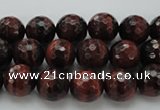 CTE1460 15.5 inches 4mm faceted round red tiger eye beads