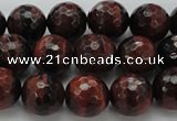 CTE1463 15.5 inches 10mm faceted round red tiger eye beads