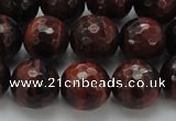 CTE1464 15.5 inches 12mm faceted round red tiger eye beads