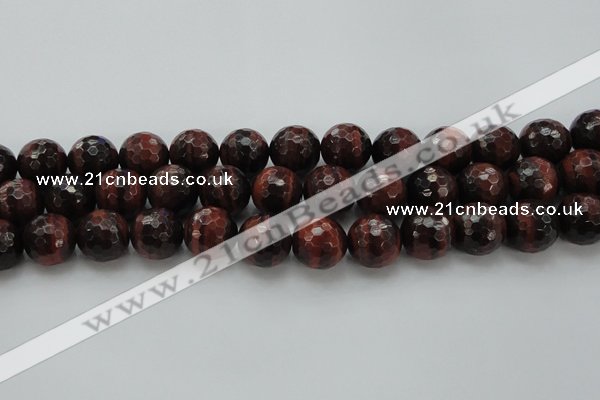 CTE1467 15.5 inches 18mm faceted round red tiger eye beads