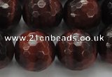 CTE1468 15.5 inches 20mm faceted round red tiger eye beads