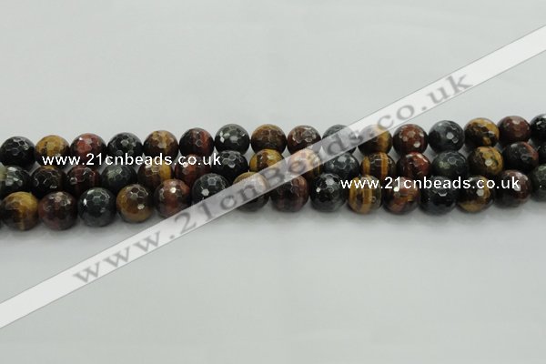 CTE1473 15.5 inches 10mm faceted round mixed tiger eye beads