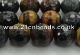 CTE1474 15.5 inches 12mm faceted round mixed tiger eye beads