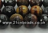 CTE1475 15.5 inches 14mm faceted round mixed tiger eye beads