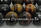 CTE1477 15.5 inches 18mm faceted round mixed tiger eye beads