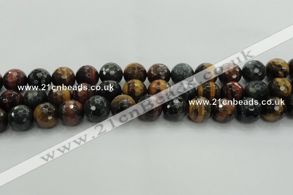 CTE1477 15.5 inches 18mm faceted round mixed tiger eye beads