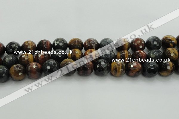 CTE1478 15.5 inches 20mm faceted round mixed tiger eye beads