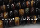 CTE1482 15.5 inches 6*10mm faceted rondelle mixed tiger eye beads