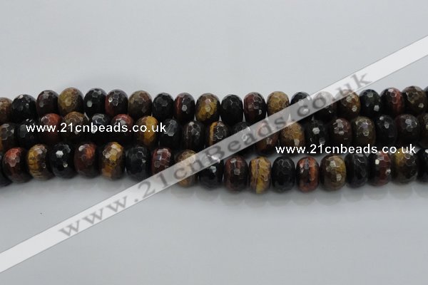 CTE1484 15.5 inches 8*14mm faceted rondelle mixed tiger eye beads