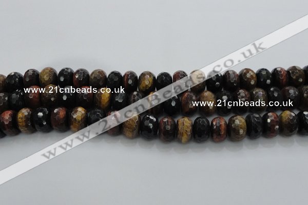 CTE1485 15.5 inches 10*16mm faceted rondelle mixed tiger eye beads