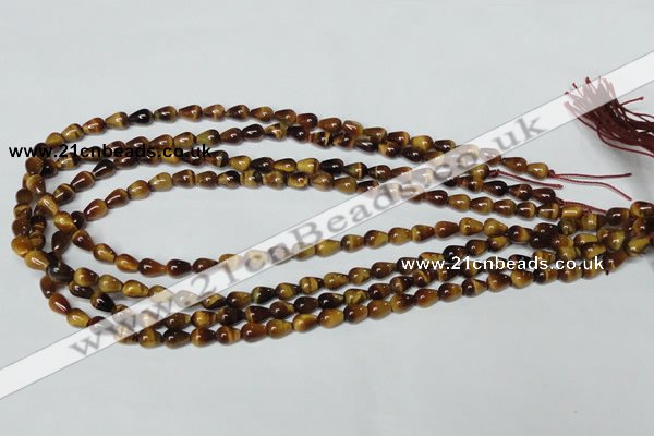 CTE150 15.5 inches 5*8mm teardrop yellow tiger eye gemstone beads