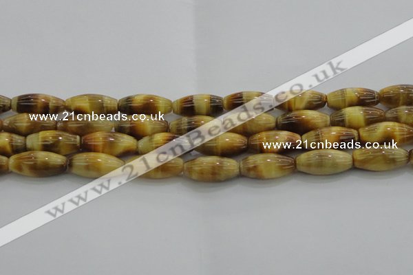 CTE1522 15.5 inches 8*18mm rice golden tiger eye beads wholesale