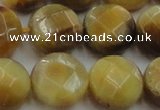 CTE1540 15.5 inches 18mm faceted coin golden tiger eye beads