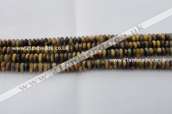 CTE1545 15.5 inches 4*6mm rondelle golden & blue tiger eye beads