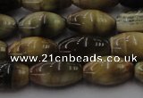 CTE1553 15.5 inches 8*12mm rice golden & blue tiger eye beads wholesale