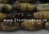 CTE1559 15.5 inches 8*18mm rice golden & blue tiger eye beads wholesale