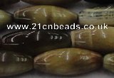 CTE1560 15.5 inches 10*30mm rice golden & blue tiger eye beads wholesale