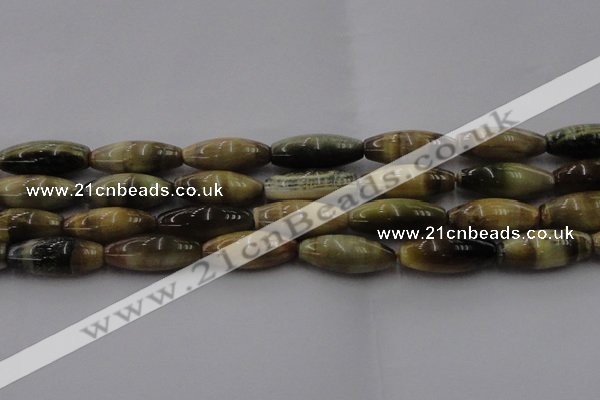 CTE1560 15.5 inches 10*30mm rice golden & blue tiger eye beads wholesale