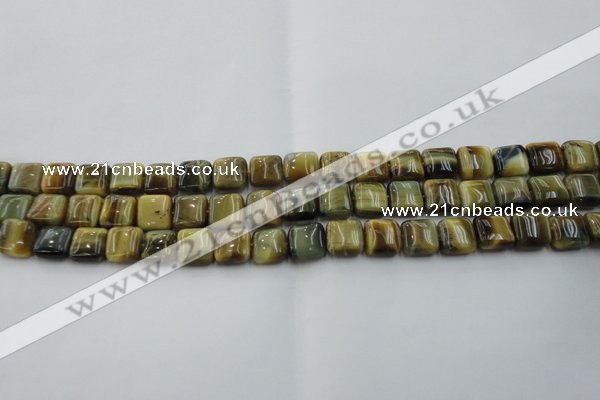 CTE1562 15.5 inches 8*8mm square golden & blue tiger eye beads wholesale