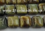 CTE1563 15.5 inches 10*10mm square golden & blue tiger eye beads wholesale