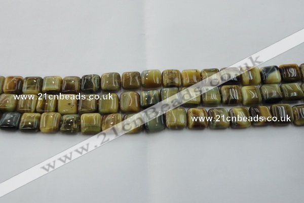 CTE1563 15.5 inches 10*10mm square golden & blue tiger eye beads wholesale