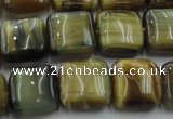 CTE1564 15.5 inches 12*12mm square golden & blue tiger eye beads wholesale