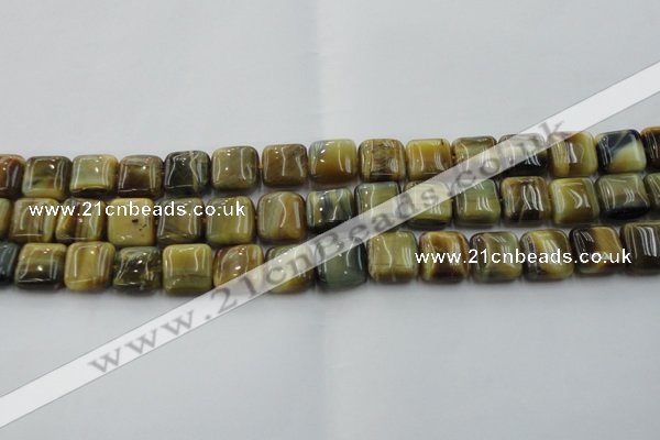 CTE1564 15.5 inches 12*12mm square golden & blue tiger eye beads wholesale