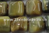 CTE1566 15.5 inches 16*16mm square golden & blue tiger eye beads wholesale