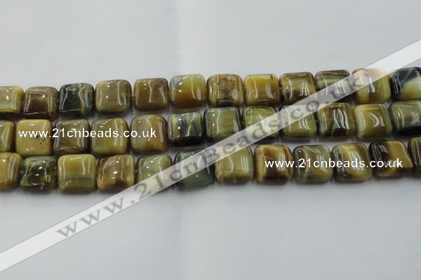 CTE1566 15.5 inches 16*16mm square golden & blue tiger eye beads wholesale