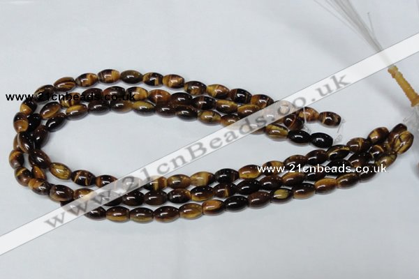 CTE157 15.5 inches 6*8mm rice yellow tiger eye gemstone beads